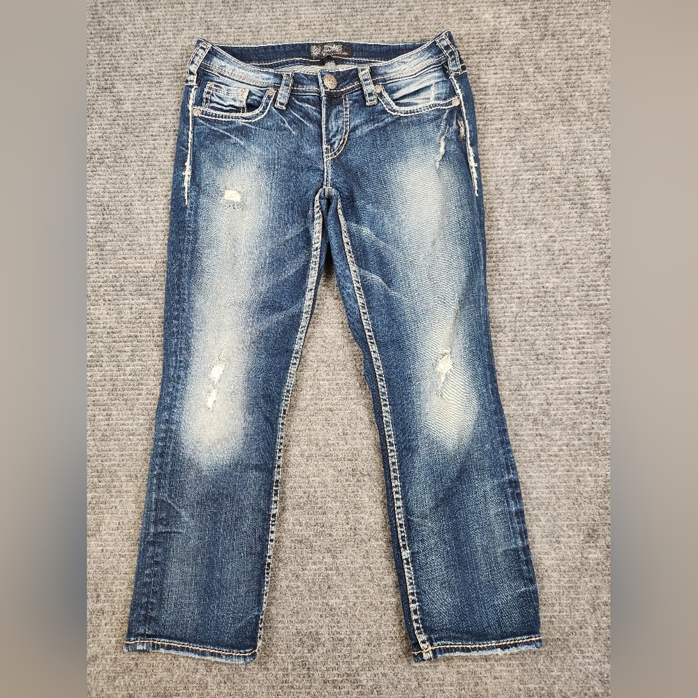 Silver Jeans Womens 28x25 Short Aiko Bootcut Low Rise Dark Wash Western Cowgirl